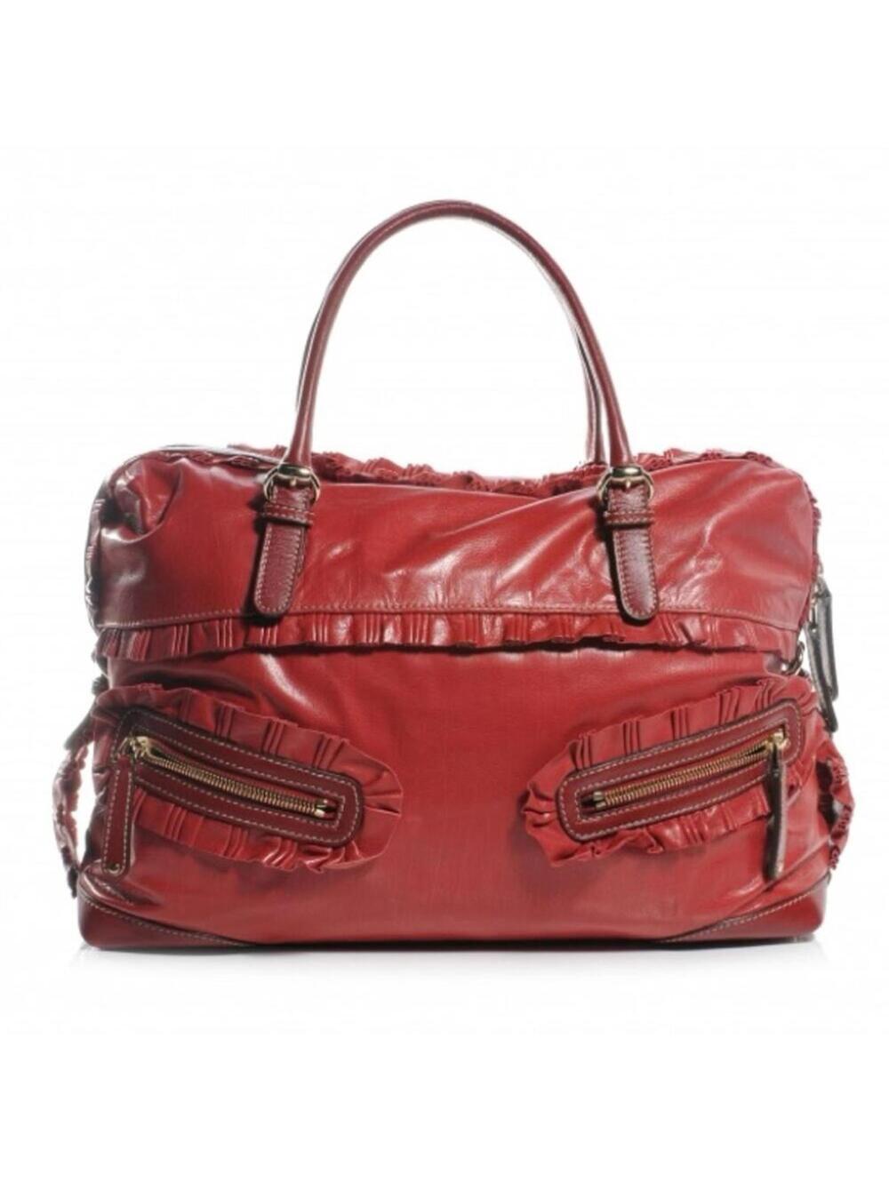 Gucci deep Red Sabrina Ruffle Boston Tote bag